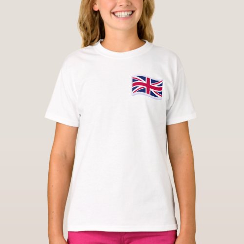 Girls White T-Shirt w/ Union Jack