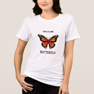 Girls white T-shirt with butterfly design  Tri-Blend Shirt