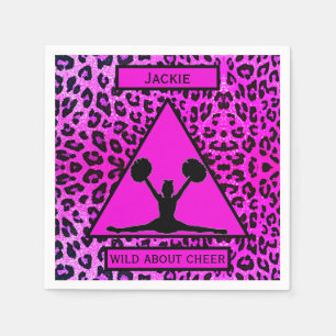 Girls "Wild About Cheer" Pink Leopard Napkins