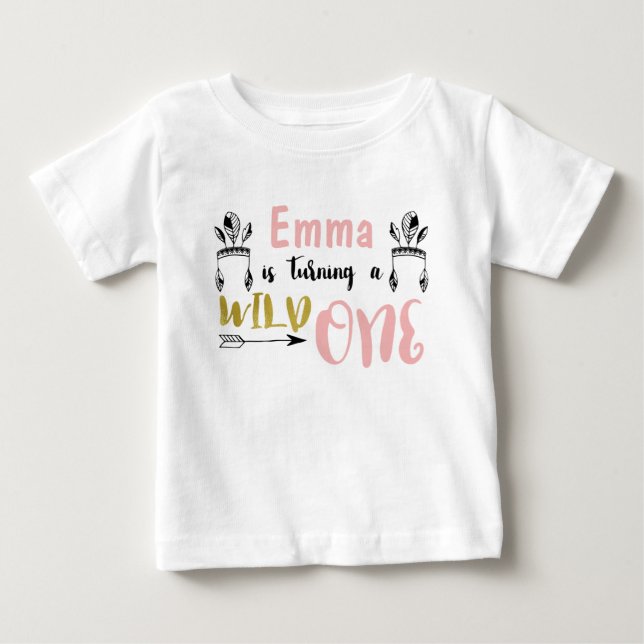 Girls Wild One 1st Birthday Shirt (Front)