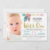 Girls Wild One Arrow 1st Birthday Invitation (Front)