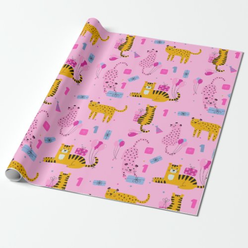 Girls Wild One First Birthday Wrapping Paper