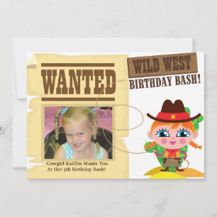 Girls Wild West Western Cowgirl Birthday Invite