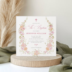 Girls Wildflower Watercolor Baptism Invitation