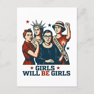 Girls Will Be Girl Feminism Women Empowerement Holiday Postcard