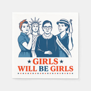 Girls Will Be Girls Patriotic Feminist 4th of July Napkins