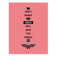 Girls Will Save The World Wonder Woman Graphic Postcard