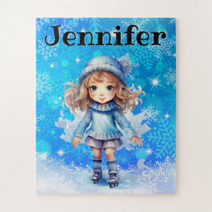 Girls Winter Ice Skate Figure Skate Snowflake Jigsaw Puzzle