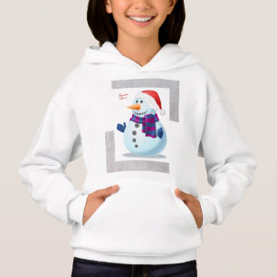Girls Winter Snowman Graphic Hoodie for Cozy Days