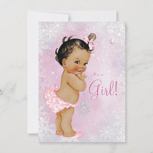 Girls Winter Wonderland Baby Shower Invitation (Front)