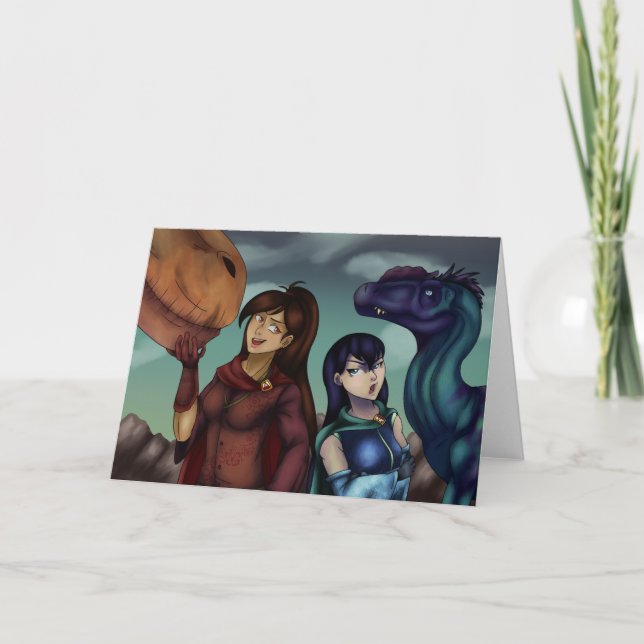 Girls with Dinosaurs Card (Front)