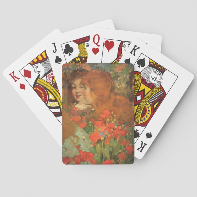 Girls With Red Poppies (by George Henry) Poker Cards (Back)