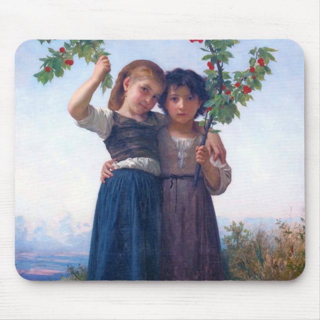 Girls with The Cherry Branch, Bouguereau Mouse Pad (Front)