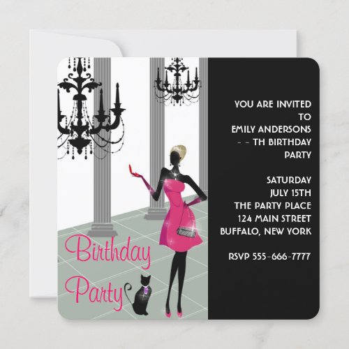 Girls Womans Any Number Birthday Party Invitation