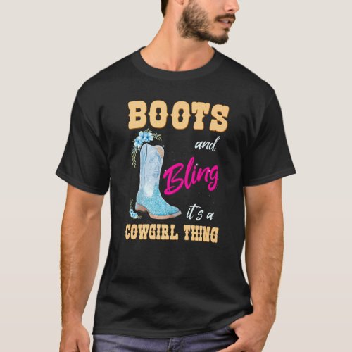 Girls Women Boots & Bling Its A Cowgirl Thing Kids T-Shirt