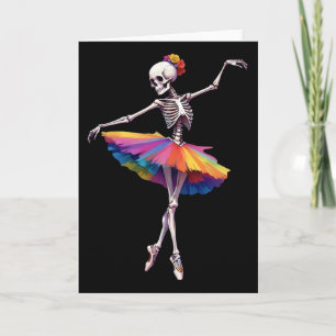 Girls Women Halloween Dancing Skeleton Rainbow Lle Card
