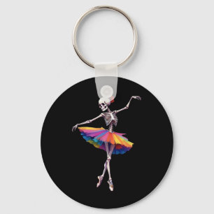 Girls Women Halloween Dancing Skeleton Rainbow Lle Keychain