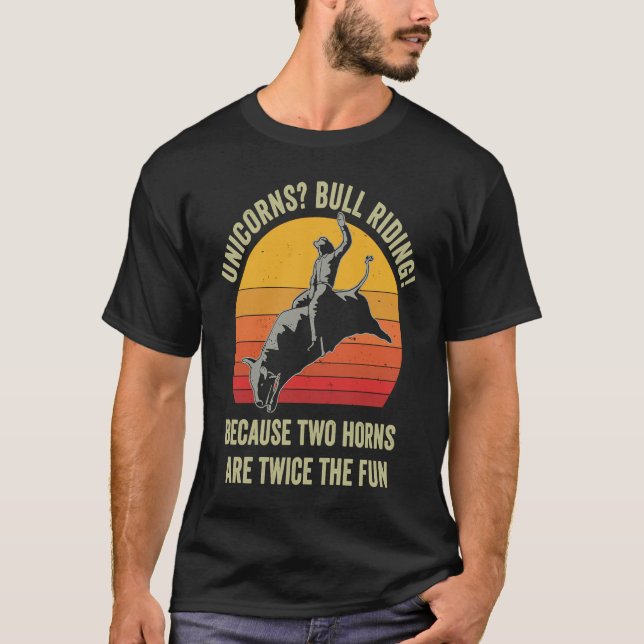 Girls Women Rodeo Funny Bull Riding Pun Western T-Shirt (Front)