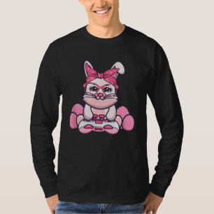 Girls Women Video Game Easter Bunny Gaming Control T-Shirt