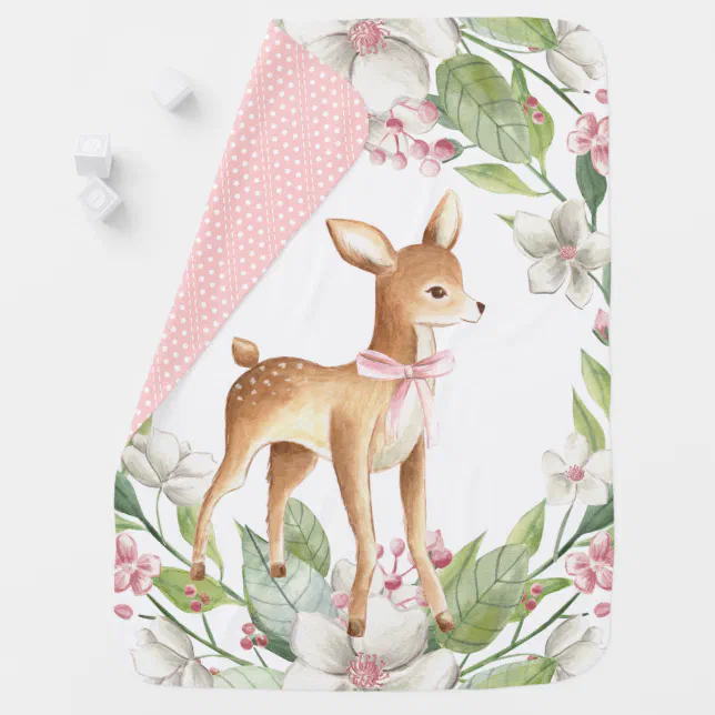 Girls Woodland Deer Baby Blanket Zazzle