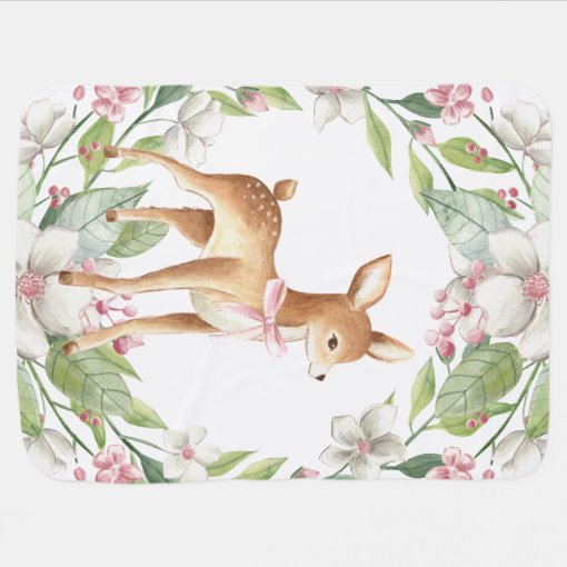 Girls Woodland Deer Baby Blanket Zazzle