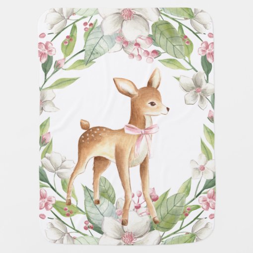 Girls Woodland Deer Baby Blanket Zazzle