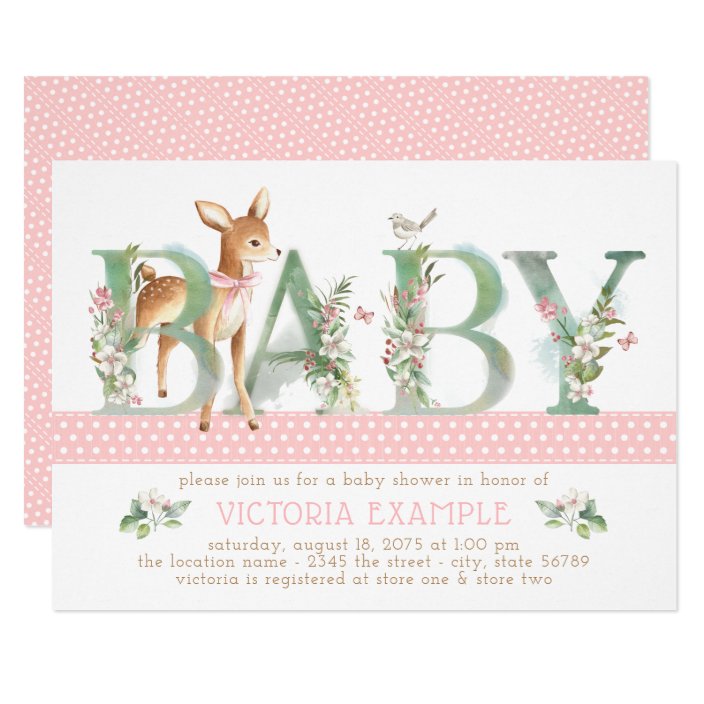 woodland deer baby shower invitations