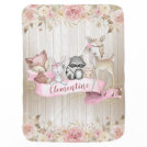 Girls Woodland Forest Animal Friends Deer Fox Baby Blanket Girls Woodland Forest Animal Friends Deer Fox Baby Blanket