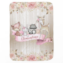 Girls Woodland Forest Animal Friends Deer Fox Baby Blanket Girls Woodland Forest Animal Friends Deer Fox Baby Blanket