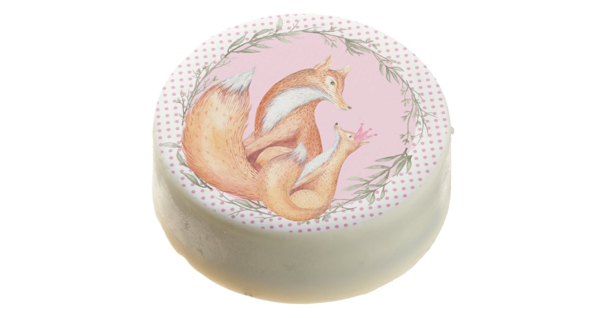 Girls Woodland Fox Winter Fox Baby Shower Cookies Zazzle Com