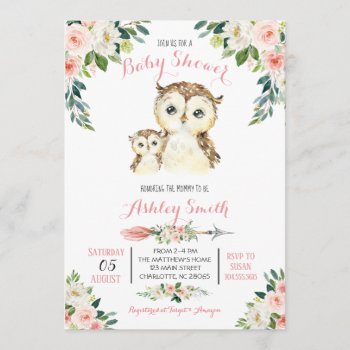 Girls Woodland Owl Baby Shower Invitations by MakinMemoriesonPaper at Zazzle
