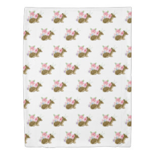 Girl's Woodland Pink Wildflowers Duvet Cover