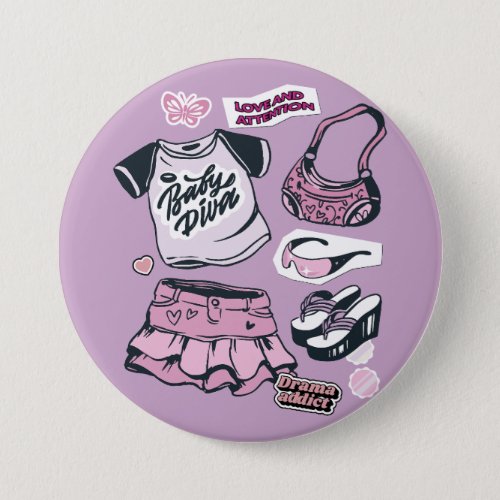 Girls Y2K pink fashion design Button