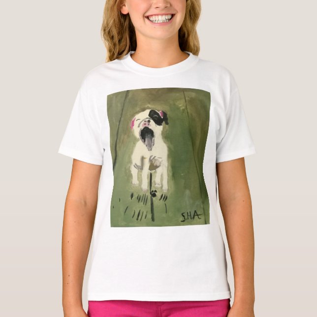 Girls' Yawning Puppy Long Sleeve T-Shirt (Front)