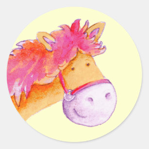 Girls yellow and pink pony horse sticker