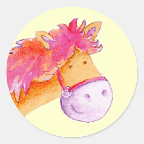 Girls yellow and pink pony horse sticker