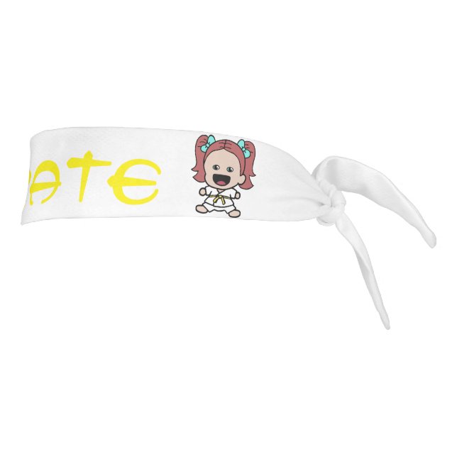 Girls Yellow Belt Karate Head Wrap Tie Headband (Rotate 90)