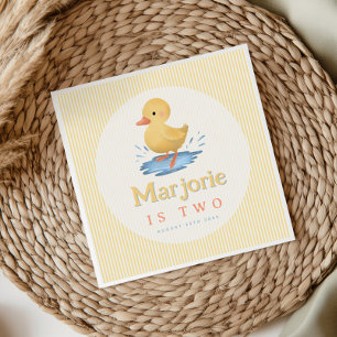 Girls Yellow Summer Farm Duck Toddler Birthday Napkins
