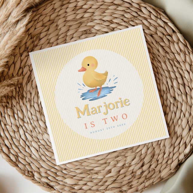 Girls Yellow Summer Farm Duck Toddler Birthday Napkins (Creator Uploaded)