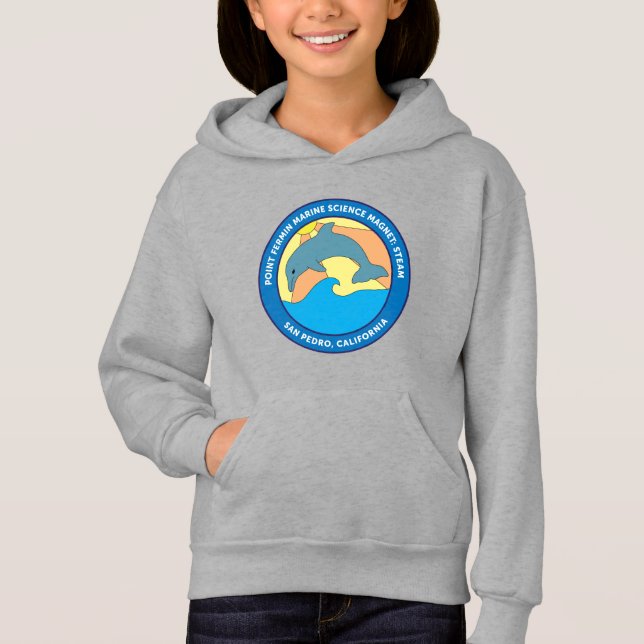 Girls Youth Point Fermin Elementary Logo Gray Hoodie (Front)