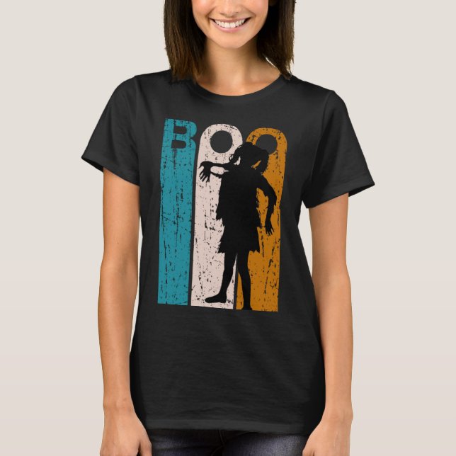 Girls Zombie Halloween Monster Grave Cemetary Tric T-Shirt (Front)