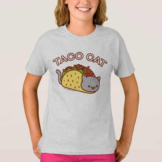 Girls's Cat T-Shirt - "TACO CAT" (Front)