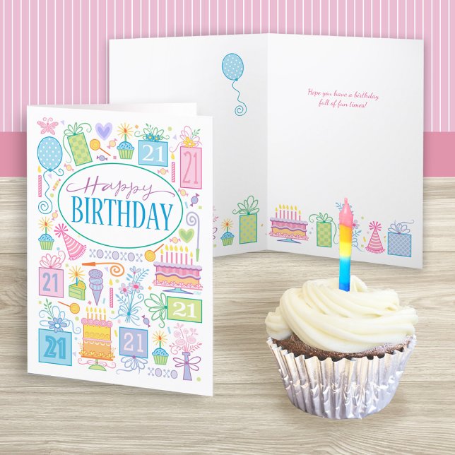 Girly 21st Birthday Card (Creator Uploaded)