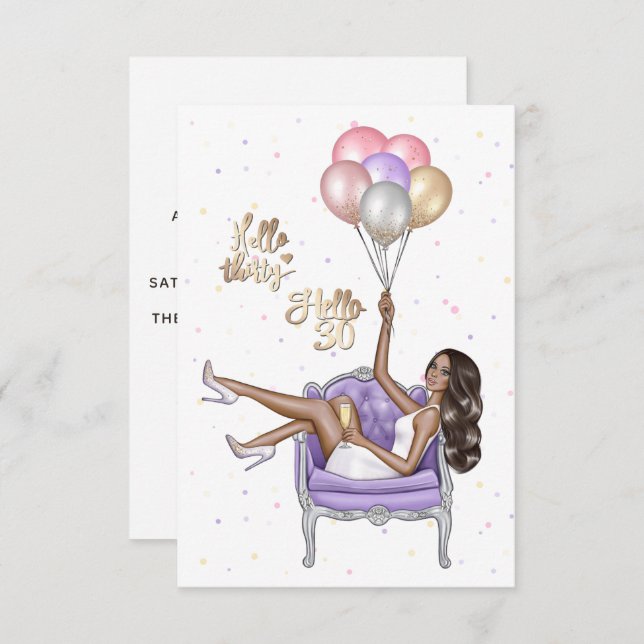 Girly 30th Birthday Party Invitation (Front/Back)