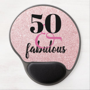 Girly 50 & Fabulous Birthday Pink Glitter Gel Mouse Pad