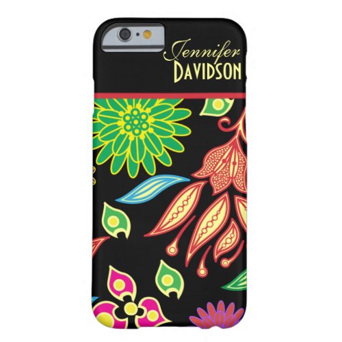 Girly Abstract Black Floral Monogram iPhone 6 case