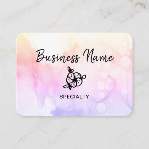  Girly Abstract Ombre Pastel Peach Logo QR code Business Card