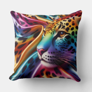 Girly Accents   Rainbow Leopard Print Throw Pillow