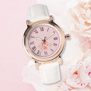 Girly Aesthetic Pink Rose Floral Watch