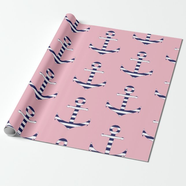 Girly anchor pattern wrapping paper (Unrolled)
